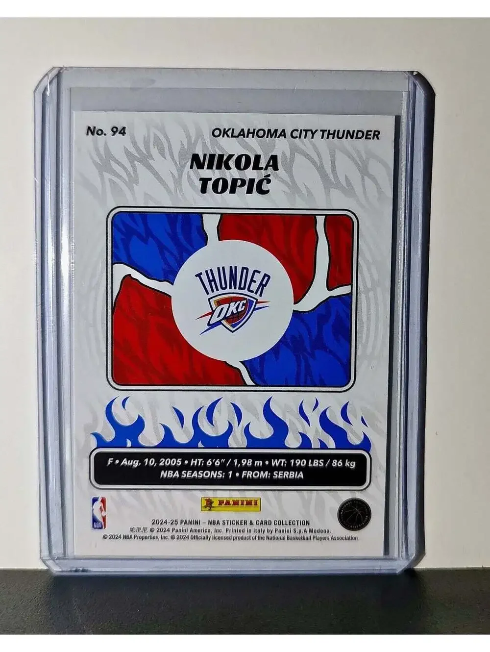 Nikola Topic Rookie 2024-25 Panini NBA #94 Foil Sticker Card Thunder
